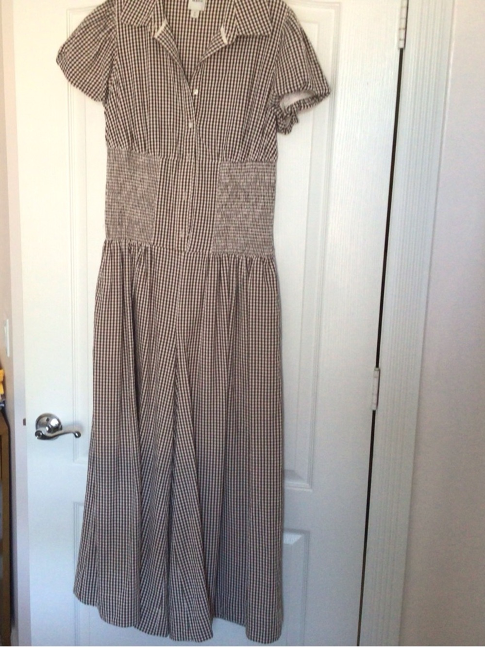 Anthropology TALL Basque Waist Puffed Sleeve Jumpsuit